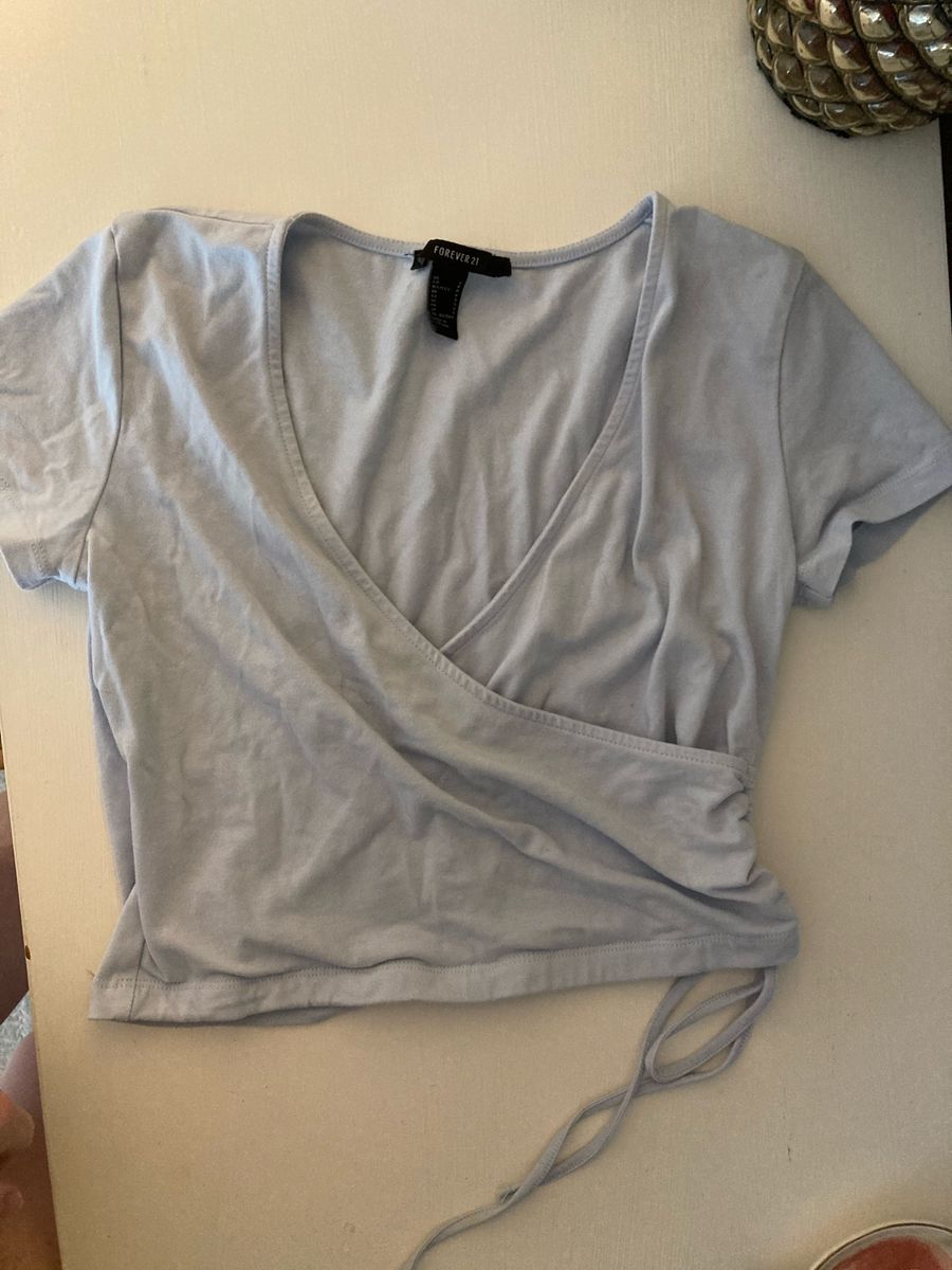 Light blue cross tank crop top